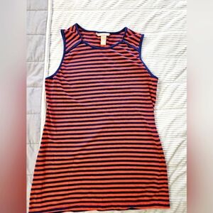 Banana Republic Striped Sleeveless Top - Orange and Navy Blue Size M